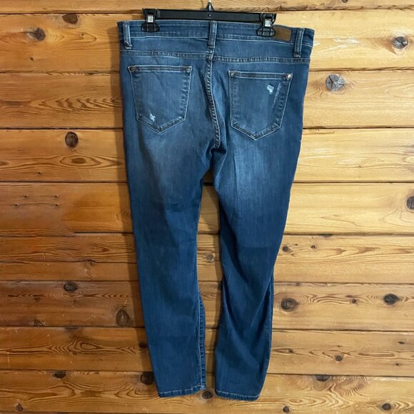 JUDY BLUE Buffalo Plaid Patch Distressed Skinny Jeans Size 32 - Picture 4 of 11